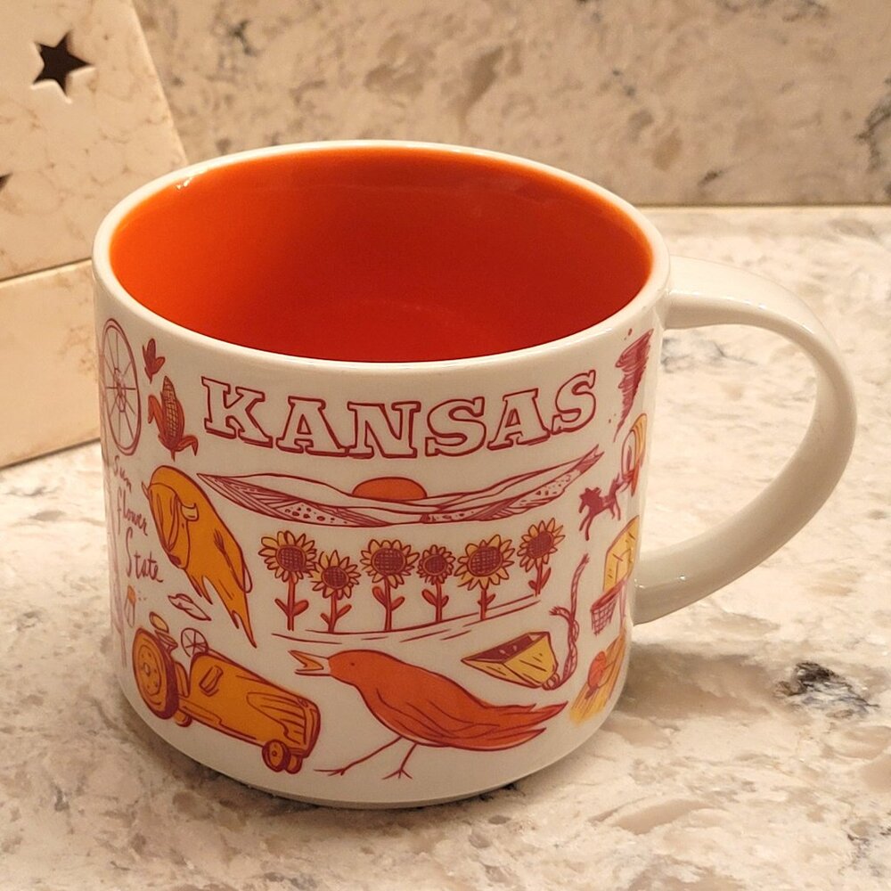 STARBUCKS KANSAS 2021 BEEN THERE ACROSS THE GLOBE 14 OZ COFFEE TEA SOUP MUG NEW